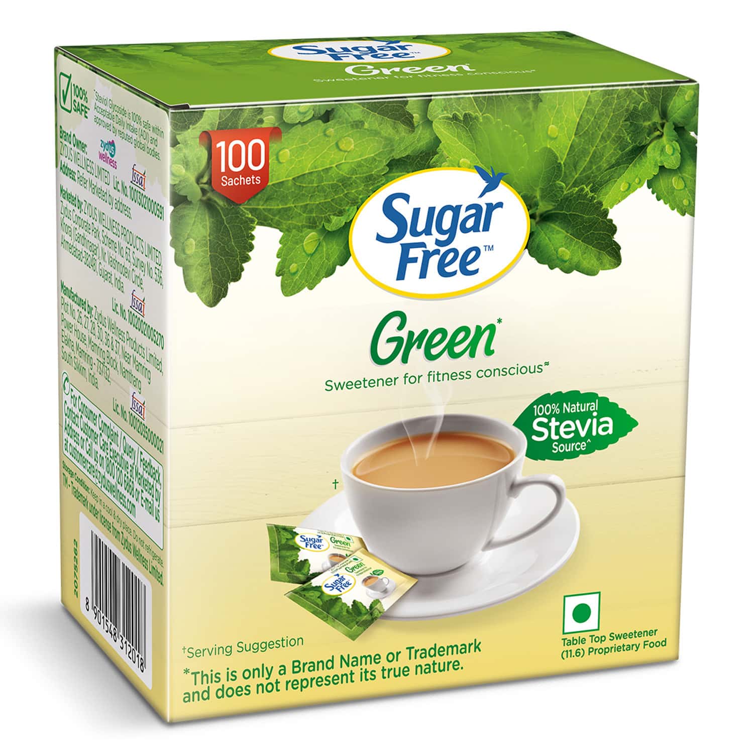 Sugar Free Green With Stevia Powder 0.75g | 100 Sachets