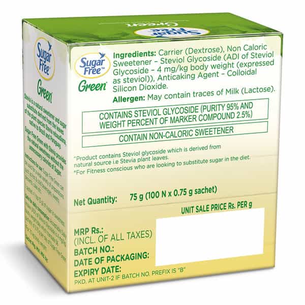 Sugar Free Green With Stevia Powder 0.75G | 100 Sachets