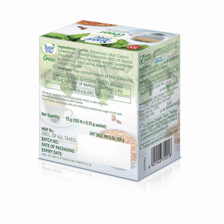 Sugar Free Green With Stevia Powder 0.75g | 100 Sachets