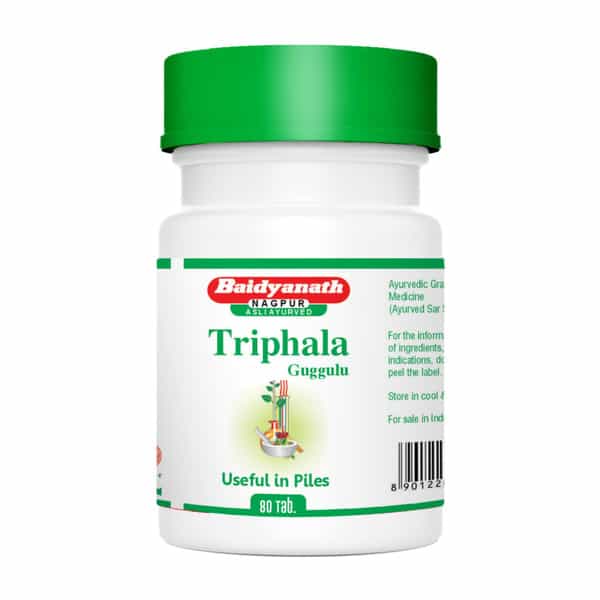 Baidyanath Asli Ayurved Triphala Guggulu | Piles Relief Tablets Improve Digestion | 80 Tabs (2 Pack)