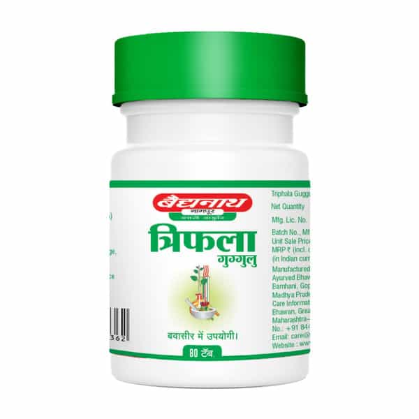 Baidyanath Asli Ayurved Triphala Guggulu | Piles Relief Tablets Improve Digestion | 80 Tabs (2 Pack)