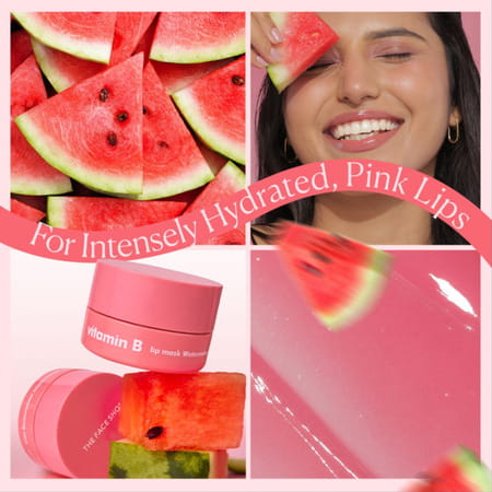 The Face Shop Vitamin B Tinted Overnight Lip Balm | Watermelon | Shea Butter | Soft Pink Lips - 14g