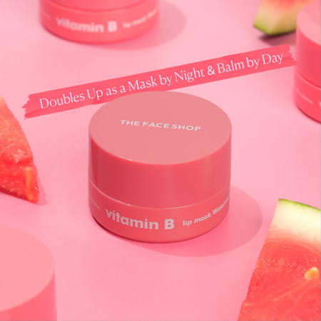 The Face Shop Vitamin B Tinted Overnight Lip Balm | Watermelon | Shea Butter | Soft Pink Lips - 14g