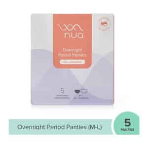 Nua Overnight Disposable Period Panties | M - L | 360 Degree Coverage Sanitary Pad (pack Of 5)