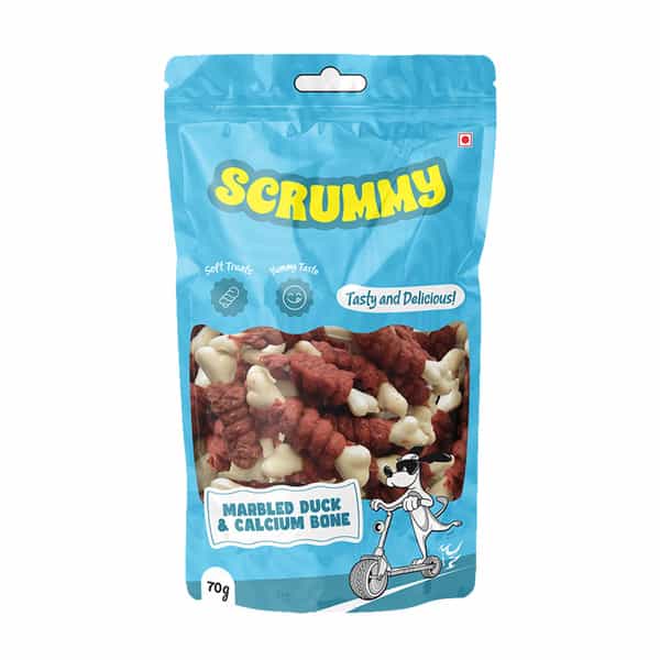 Scrummy Marbled Duck Wrapped Calcium Bone Dog Treats | 70 G