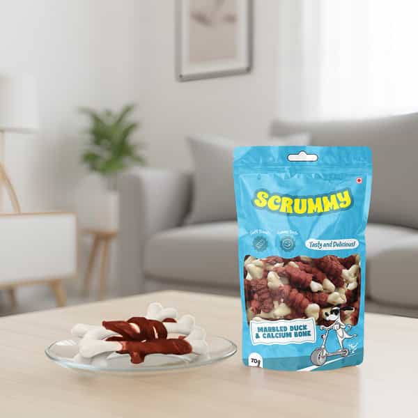Scrummy Marbled Duck Wrapped Calcium Bone Dog Treats | 70 G