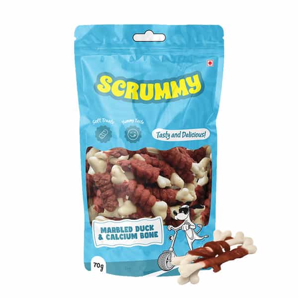 Scrummy Marbled Duck Wrapped Calcium Bone Dog Treats | 70 G