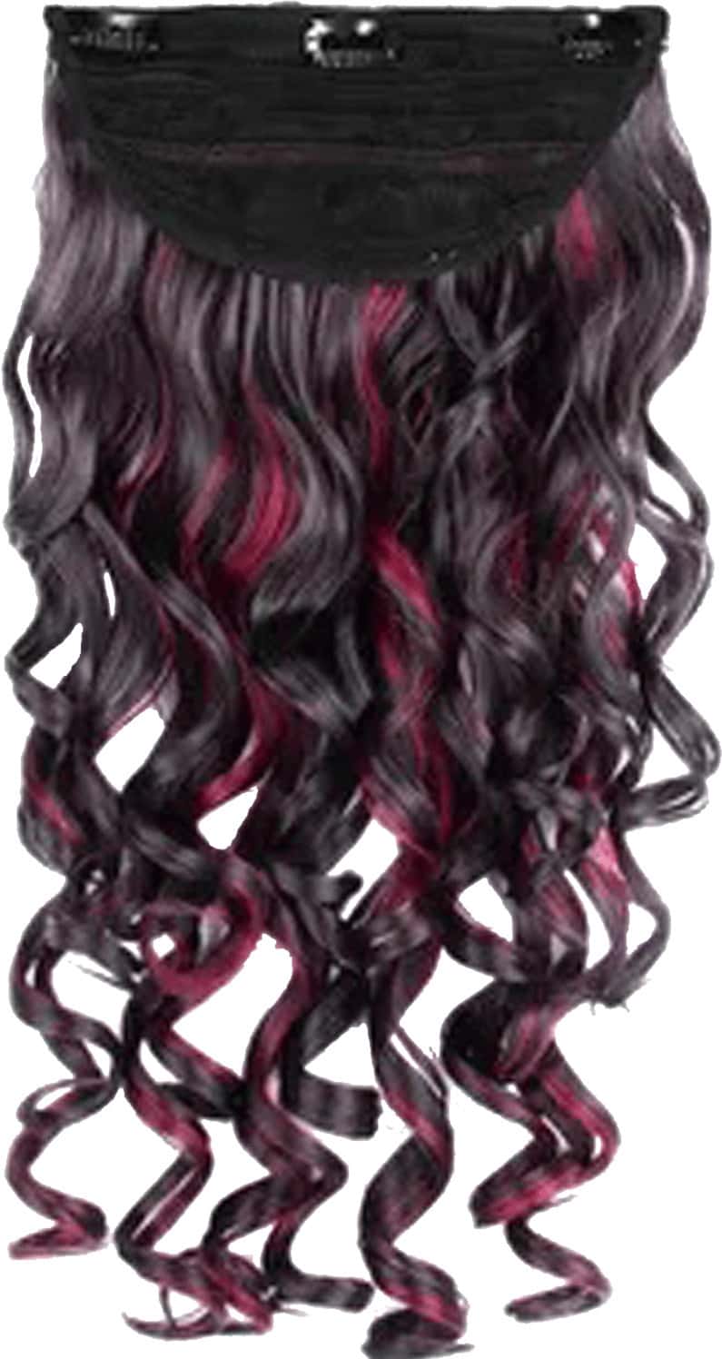 Streak Street Clip-In 24" Step Curl Burgundy Hair Extensions