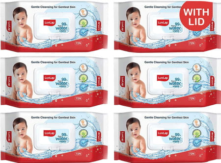 Luvlap 99% Pure Water Wipes 72's (pack Of 6)