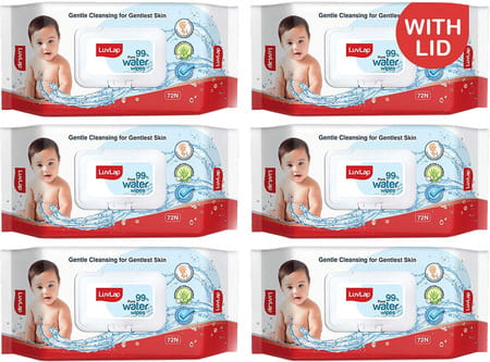 Luvlap 99% Pure Water Wipes 72'S (Pack Of 6)
