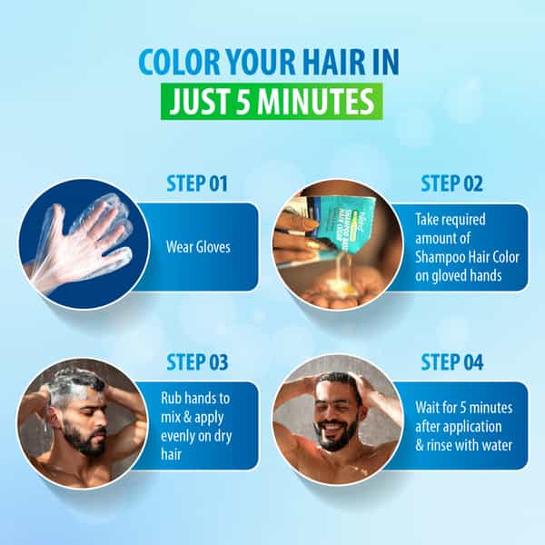 Nisha Quick Hair Color | 5 Minutes Shampoo Hair Colour Original Black 200Ml | 5 Weeks Long Lasting