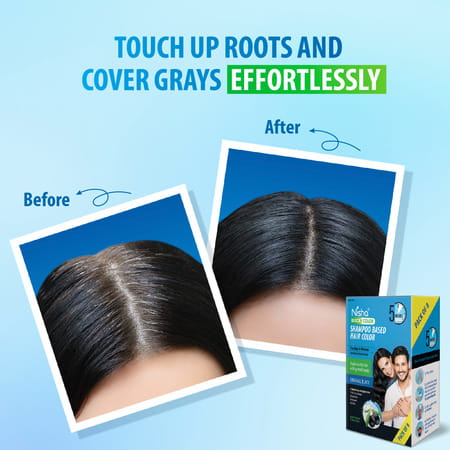 Nisha Quick Hair Color | 5 Minutes Shampoo Hair Colour Original Black 200ml | 5 Weeks Long Lasting