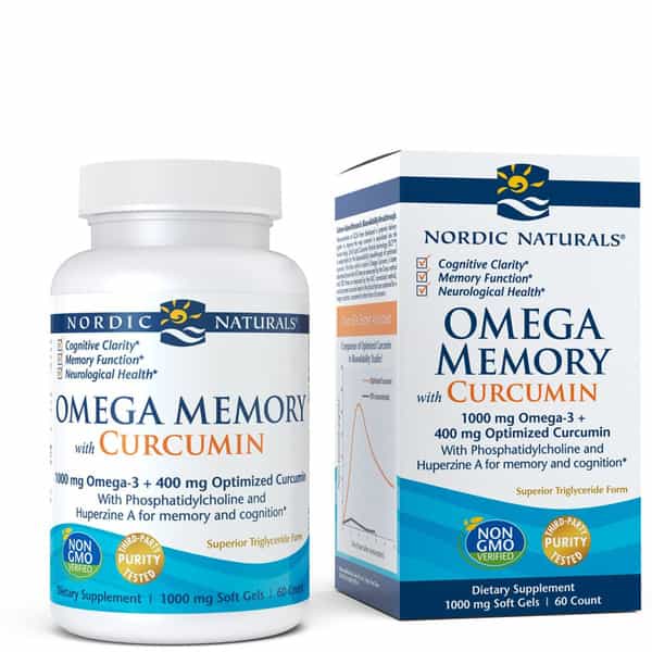 Nordic Naturals Omega Memory With Curcumin Omega 3 Fish Oil + Optimized Curcumin 60 Lemon Softgels