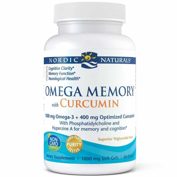 Nordic Naturals Omega Memory With Curcumin Omega 3 Fish Oil + Optimized Curcumin 60 Lemon Softgels