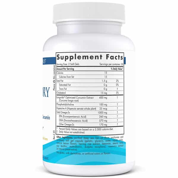 Nordic Naturals Omega Memory With Curcumin Omega 3 Fish Oil + Optimized Curcumin 60 Lemon Softgels