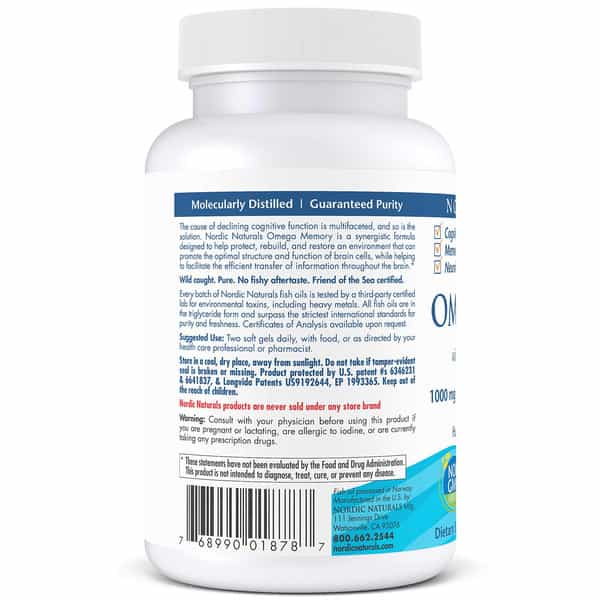 Nordic Naturals Omega Memory With Curcumin Omega 3 Fish Oil + Optimized Curcumin 60 Lemon Softgels