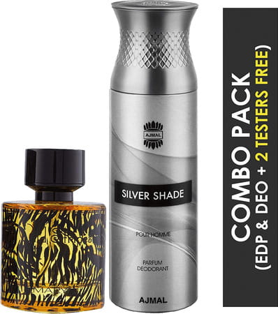 Maryaj Wild Stripes Perfume 100ml For Men & Ajmal Silver Shade Homme Deo 200ml For Men