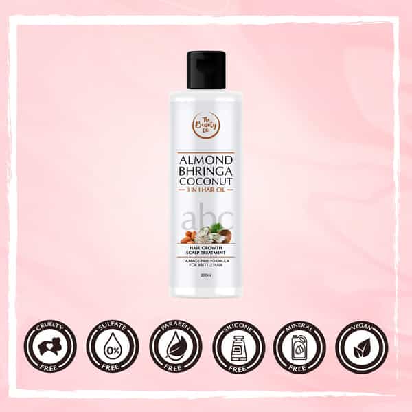 The Beauty Co. Almond Bhringa Coconut 3-In-1 Hair Oil 200 Ml | Made In India