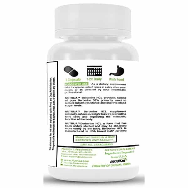 Nutrija Berberine Hcl 500Mg Capsules - 60 Capsules