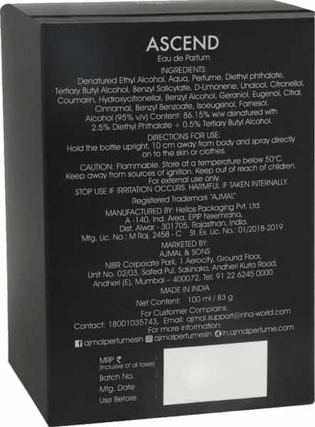 Ajmal Ascend Eau De Parfum Oriental Perfume 100Ml Office Wear For Unisex.