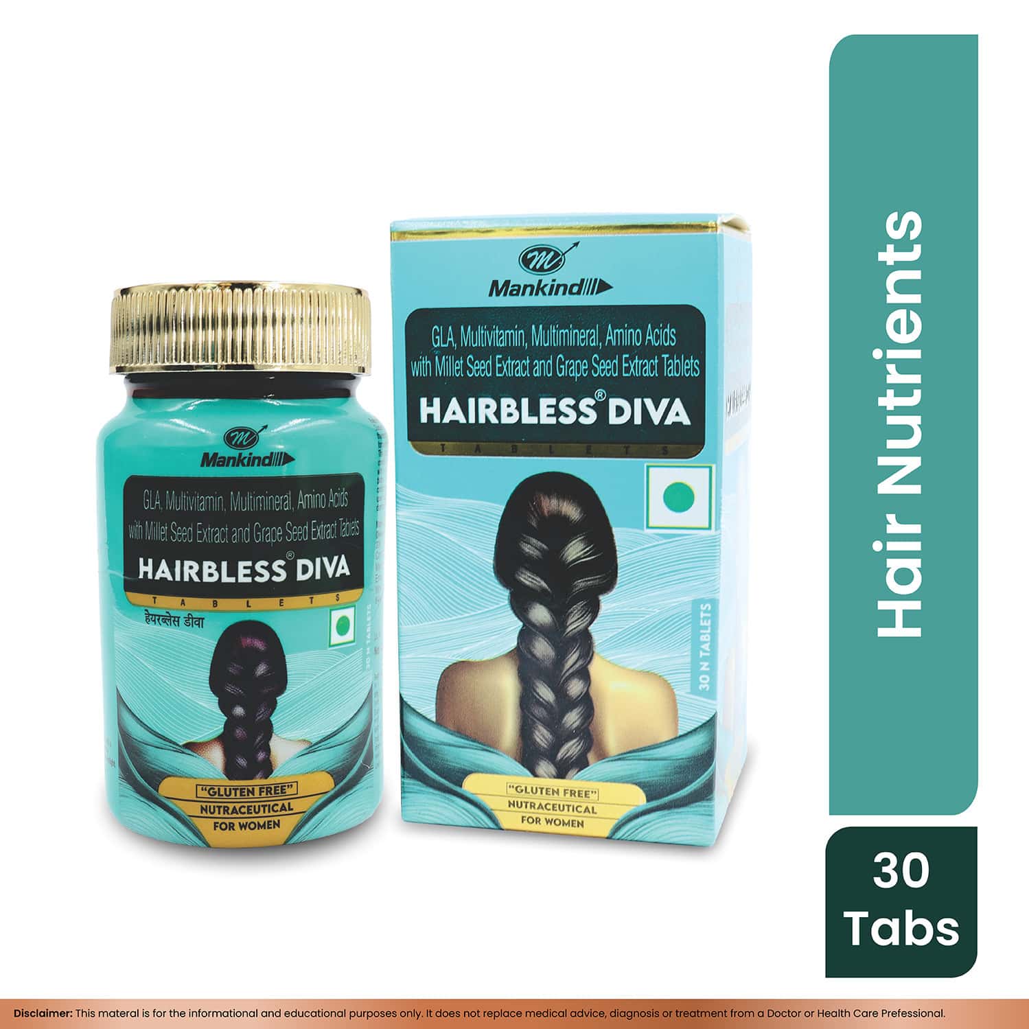 Hairbless Diva | Gluten Free | For Women | Nutraceutical Bottle Of 30 Tablets