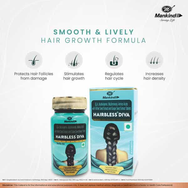 Hairbless Diva | Gluten Free | For Women | Nutraceutical Bottle Of 30 Tablets