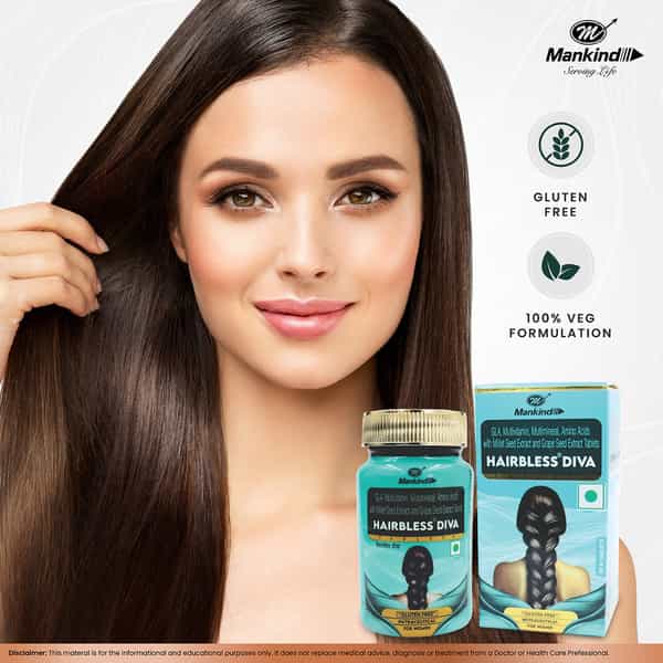 Hairbless Diva | Gluten Free | For Women | Nutraceutical Bottle Of 30 Tablets