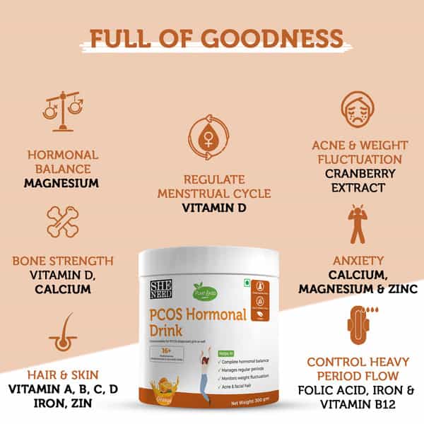 Sheneed Plant Based Pcos Hormonal Drink|16+ Nutrients|Relieves Pcos-Pcod Symptoms-Women (2 Units)'