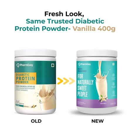 Pharmeasy Diabetic Protein Powder - French Vanilla - Jar | 400 Gm (5 Gm Protein/Serving)