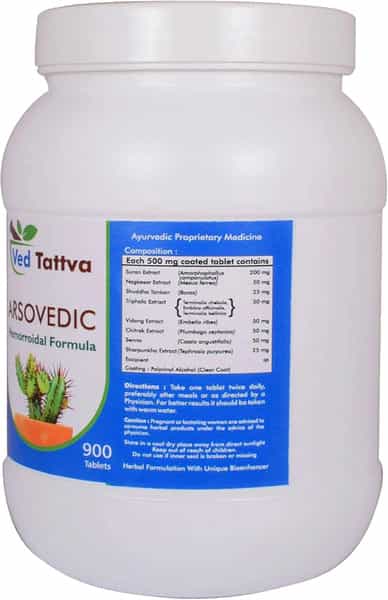 Ved Tattva Arsovedic 900 Tablets (Each 500Mg) Natural Hemorrhoid Medicine (Pack Of 4)