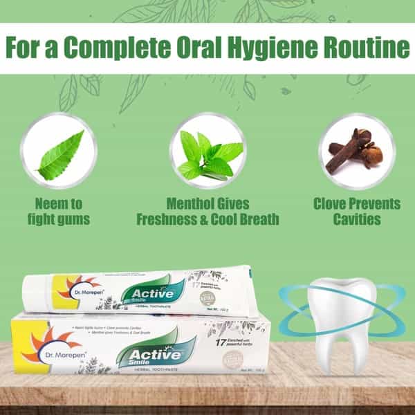 Dr. Morepen Active Smile | Tube | Herbal Toothpaste | 100 Gm