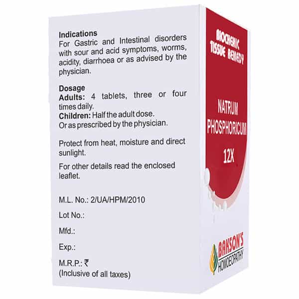 Baksons Homoeopathy Natrum Phosphoricum Biochemic Tablet 12X 250 No's