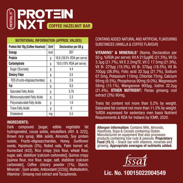 Revital H Protein Nxt 10G Protein Bar Coffee Hazelnut - 50G
