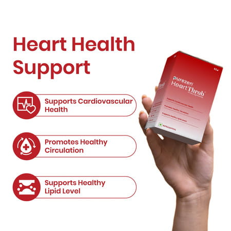Purezen Heartthrob | For Blood Pressure Healthy Cholesterol Circulation - 60 Capsules