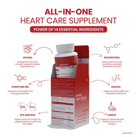 Purezen Heartthrob | For Blood Pressure Healthy Cholesterol Circulation - 60 Capsules