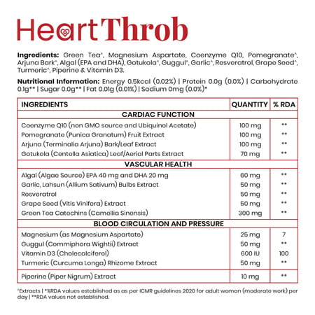 Purezen Heartthrob | For Blood Pressure Healthy Cholesterol Circulation - 60 Capsules