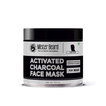 Mister Beard Activated Charcoal Face Mask 100gm|detan Clay Mask With Activated Charcoal & Menthol