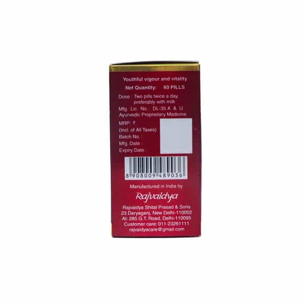 Rajvaidya Rasayan Vati Enriched With Musli & Ashwagandha For Vitality & Stamina - 60 Pills