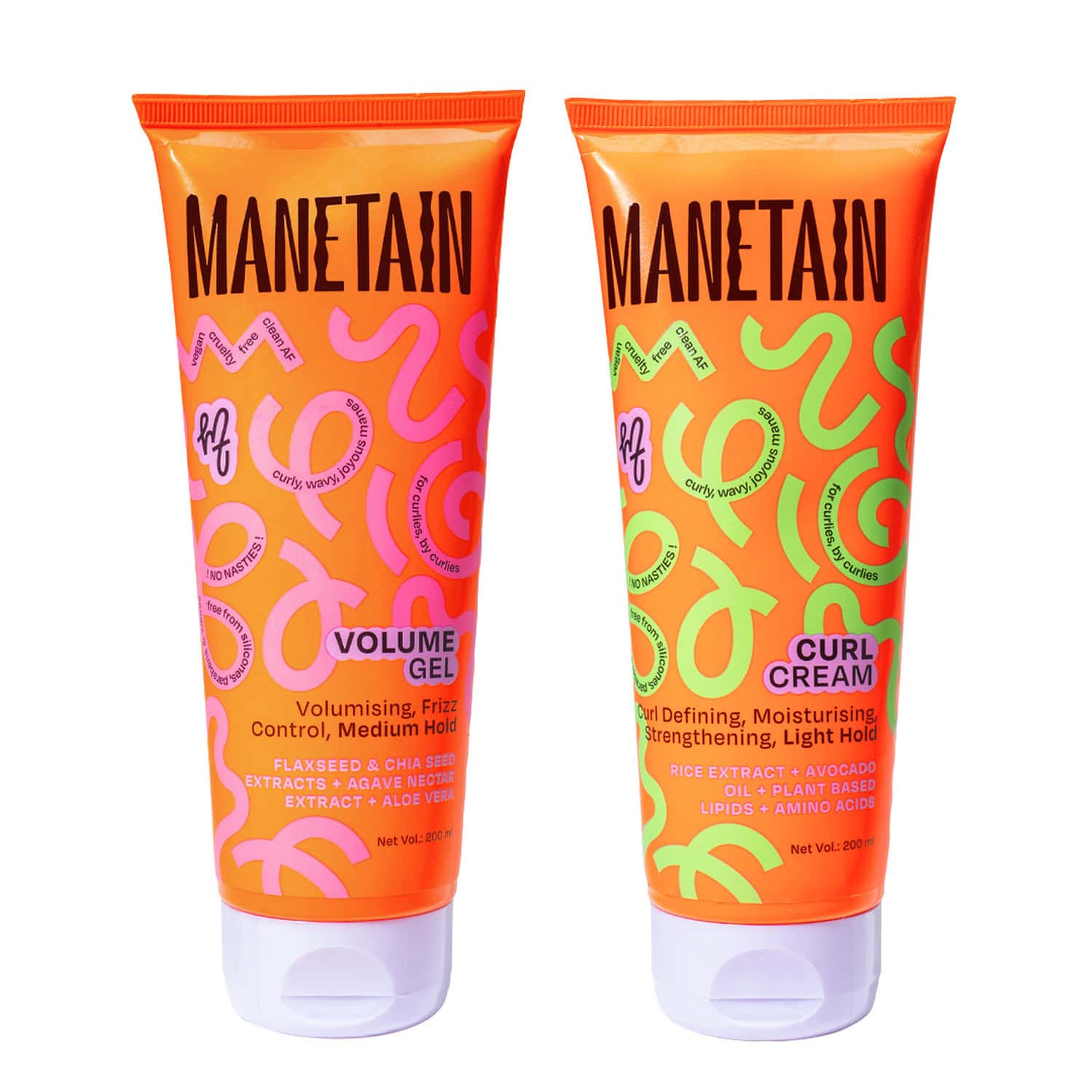Manetain Volumize And Define Kit - Combo Of Curl Cream + Volume Gel - 200 Ml Pack