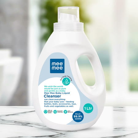 Mee Mee Baby Liquid Cleanser | Anti-Bacterial Kills 99.9% Germs | No Alcohol - 1l