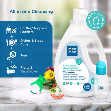Mee Mee Baby Liquid Cleanser | Anti-Bacterial Kills 99.9% Germs | No Alcohol - 1l