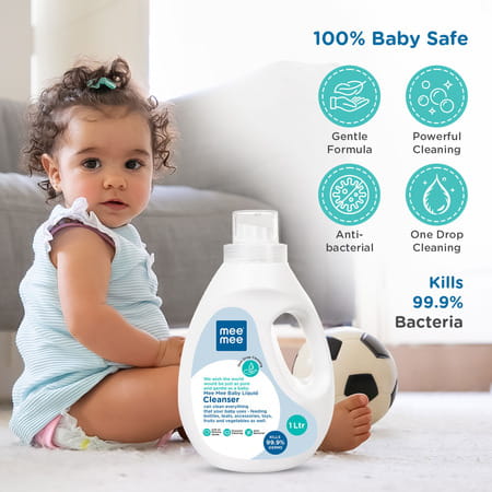 Mee Mee Baby Liquid Cleanser | Anti-Bacterial Kills 99.9% Germs | No Alcohol - 1l