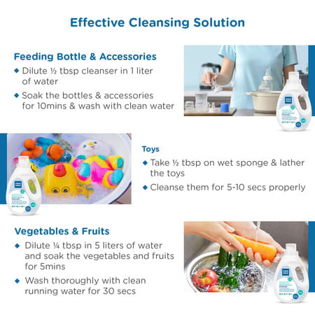 Mee Mee Baby Liquid Cleanser | Anti-Bacterial Kills 99.9% Germs | No Alcohol - 1l