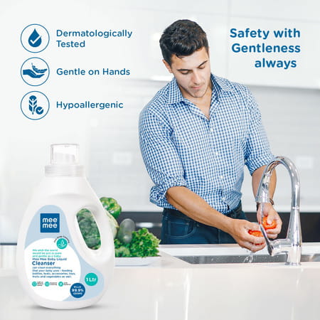 Mee Mee Baby Liquid Cleanser | Anti-Bacterial Kills 99.9% Germs | No Alcohol - 1l