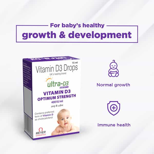 Ultra D3 Natural Pineapple Flavour 400Iu Vitamin D3 For Infants Vitamin Drops Bottle Of 15 Ml