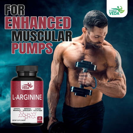 Fitness Veda L Arginine Supplement - L-Arginine Capsules 1000mg | Muscle Growth Supplement
