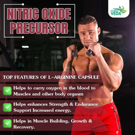 Fitness Veda L Arginine Supplement - L-Arginine Capsules 1000mg | Muscle Growth Supplement