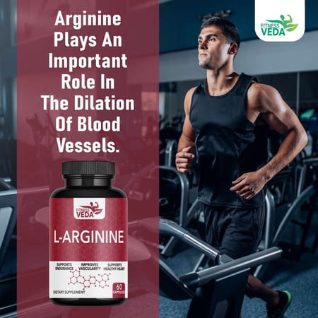 Fitness Veda L Arginine Supplement - L-Arginine Capsules 1000mg | Muscle Growth Supplement