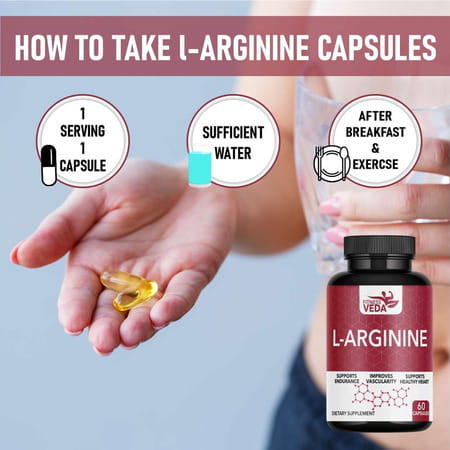 Fitness Veda L Arginine Supplement - L-Arginine Capsules 1000mg | Muscle Growth Supplement