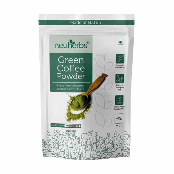 Neuherbs Unroasted Green Coffee Beans Powder For Weight Loss - 400G